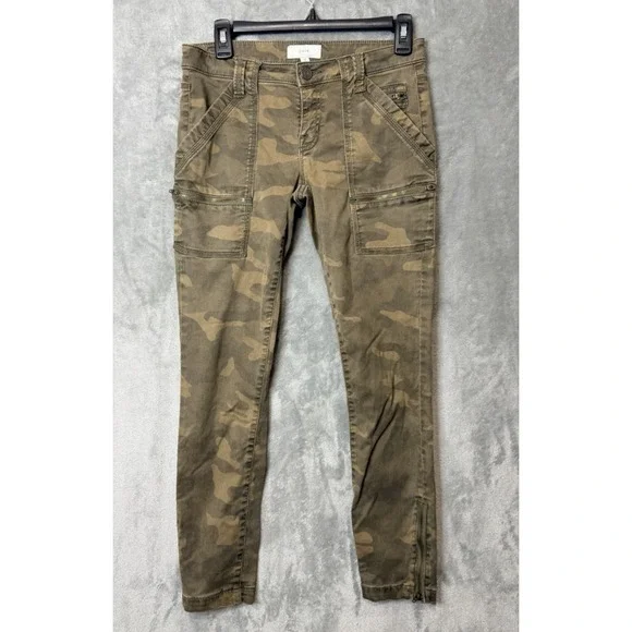 Joie Skinny Crop Ankle Zip Pants Jeans Moto Cargo SZ 26 Green - Picture 1 of 8